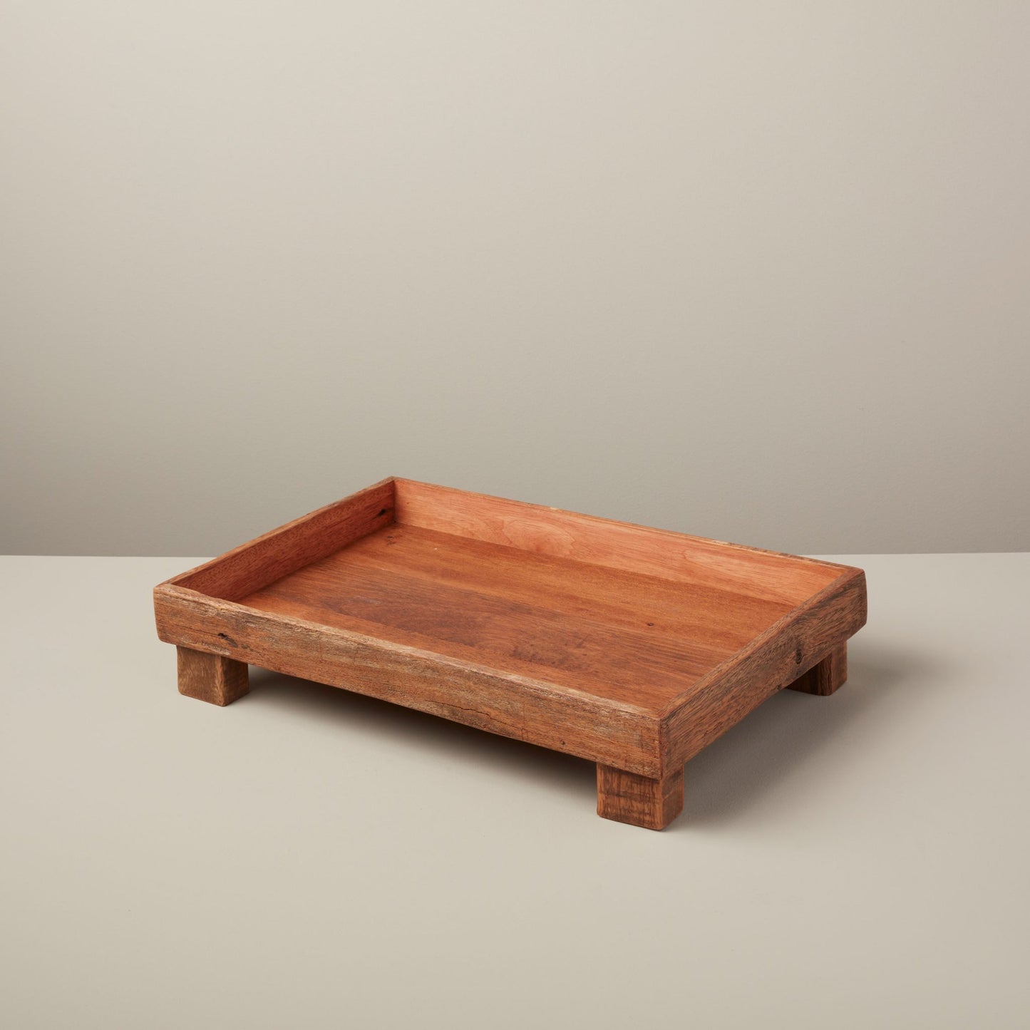 Reclaimed Wood Rectangular Footed Tray