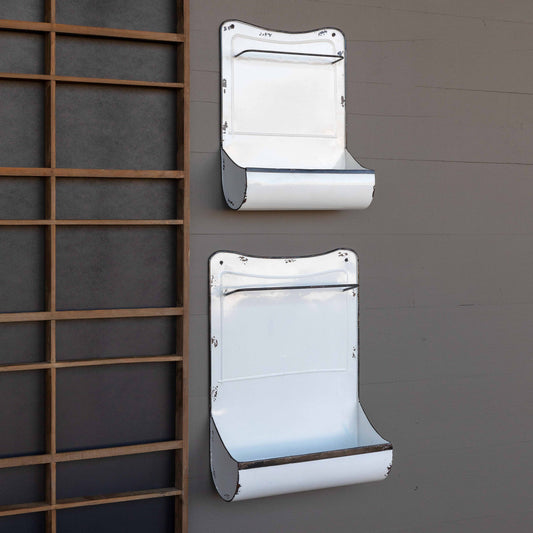 Enamel Painted Kitchen Towel Holder and Wall Bin