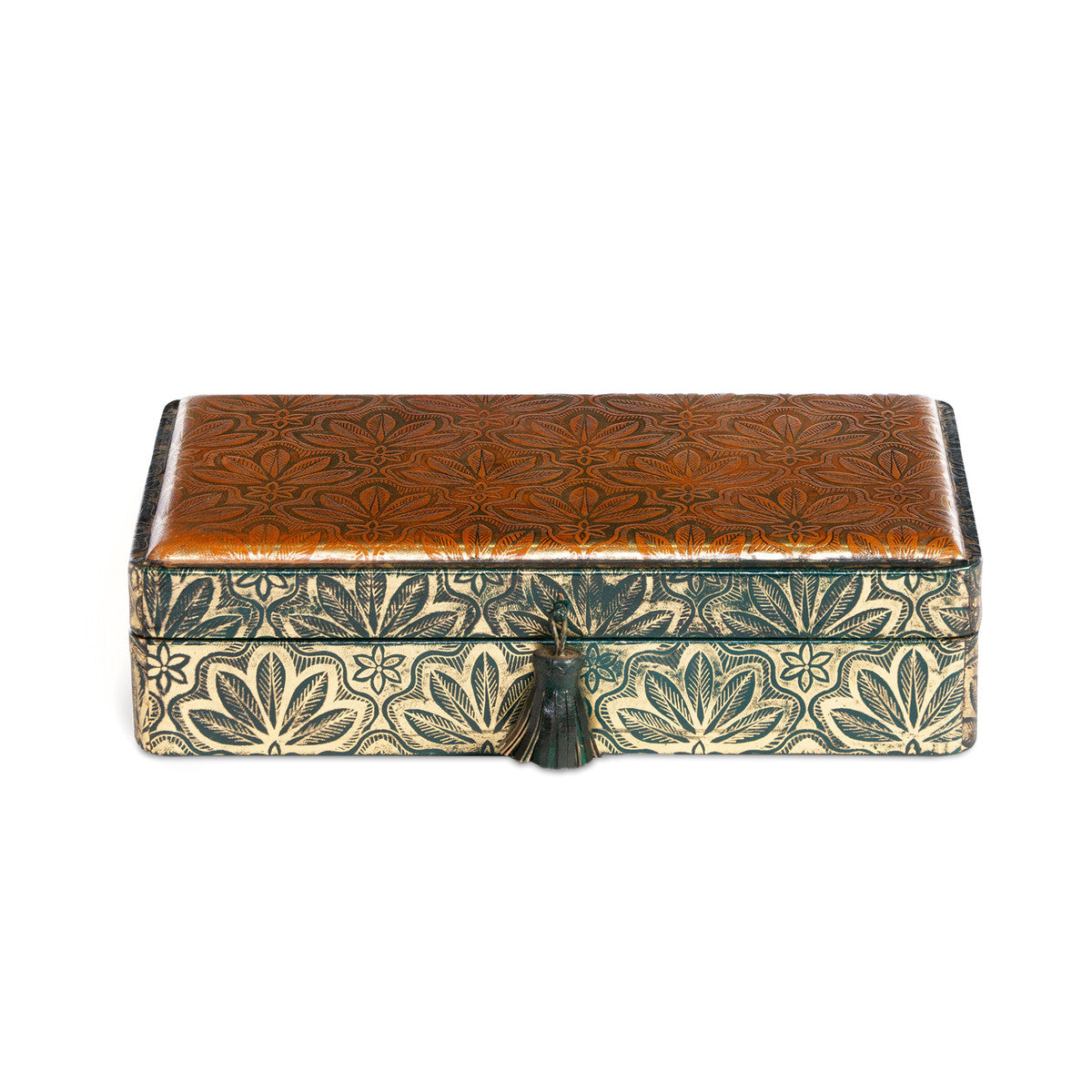 Lila Gold Embossed Leather Storage Box