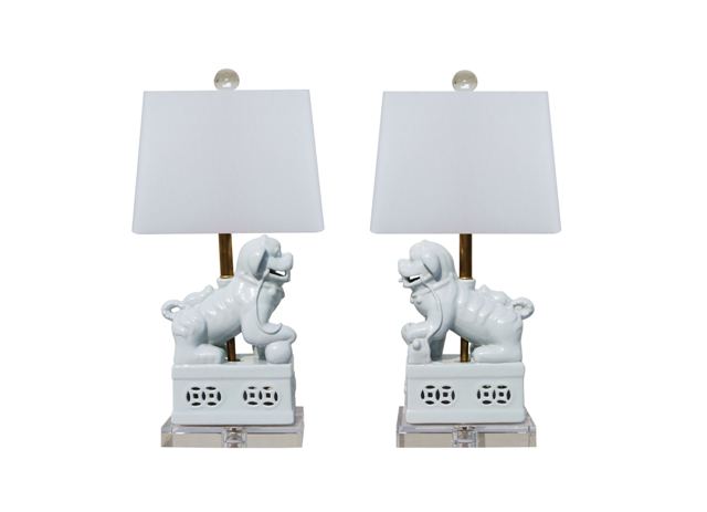Foo Dog Lamps, in Pair
