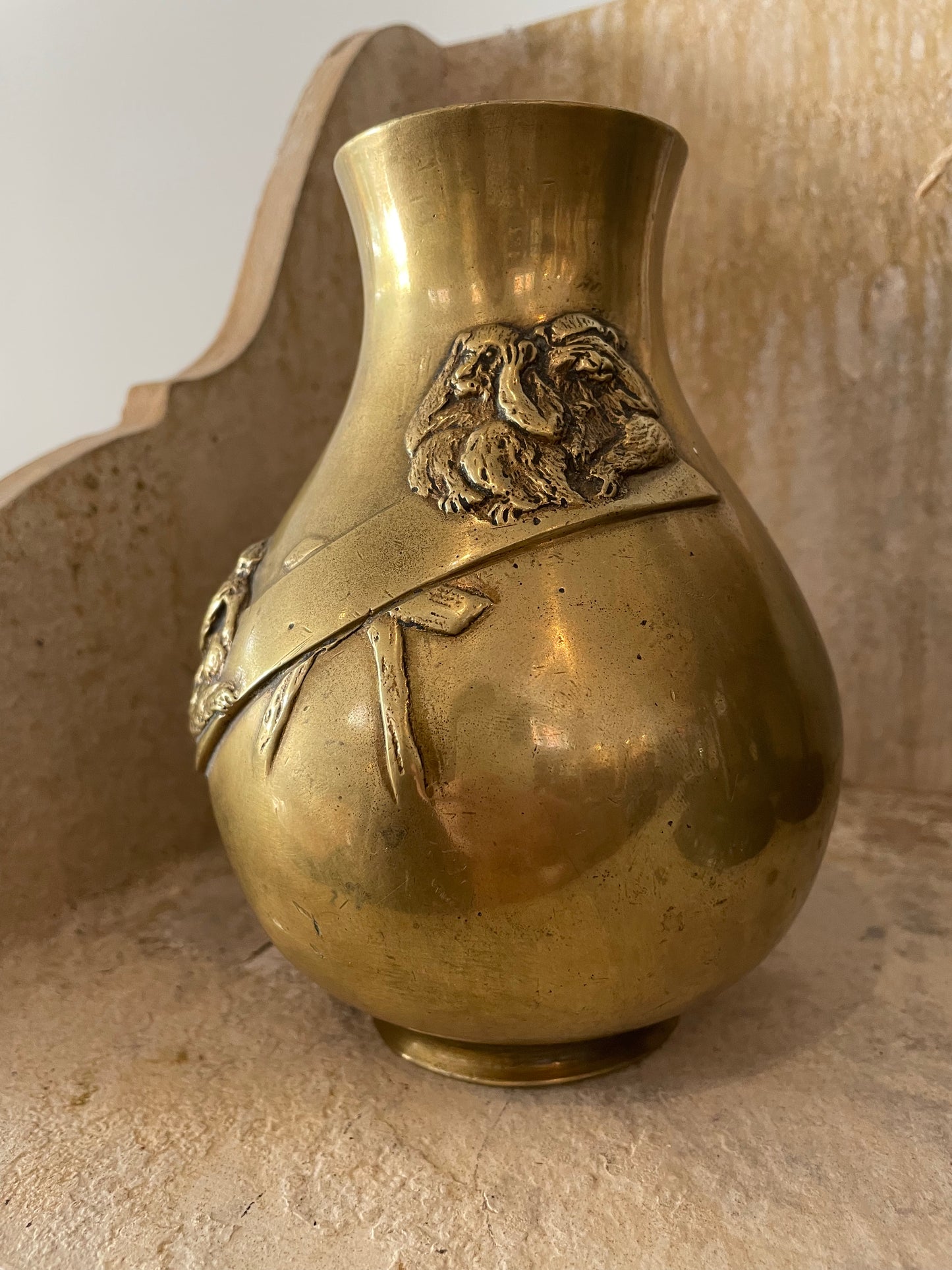 Vintage Brass Wide Vase