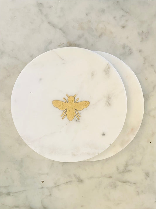 Bee Inlaid Marble Tray