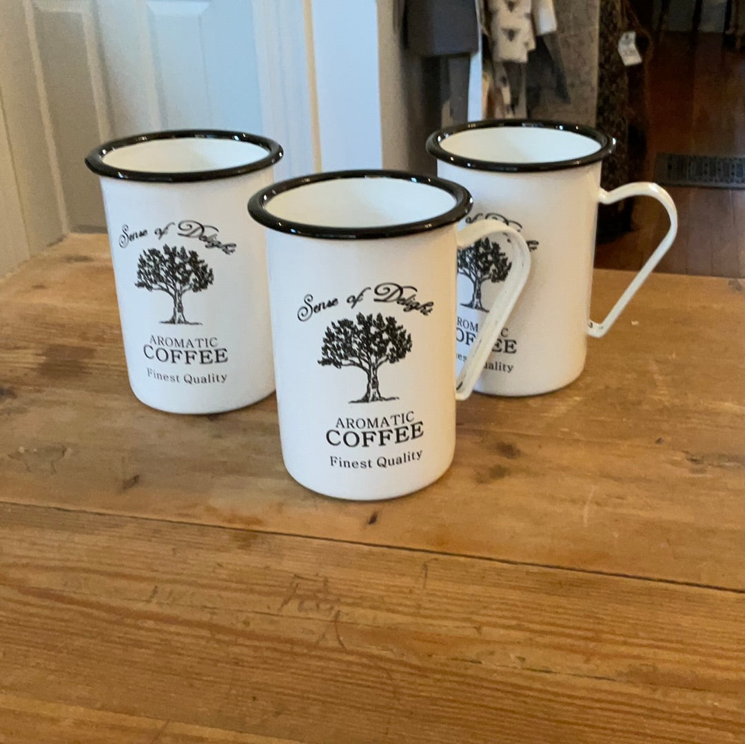 White Enamelware Coffee Cup