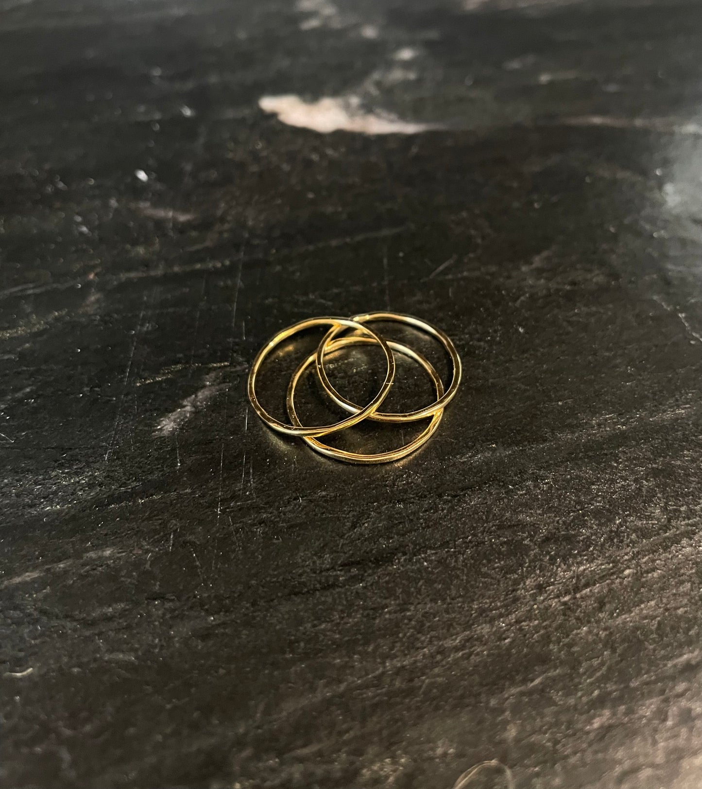 14k Gold Brass Promise Ring Set of 3 (stackable)