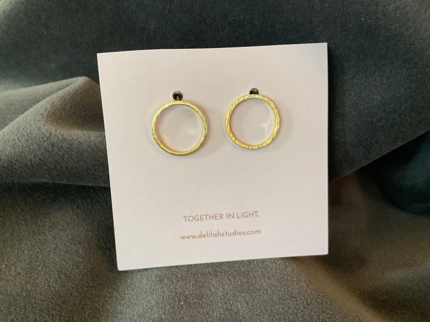 14k Golden Brass Circle Stud Earrings