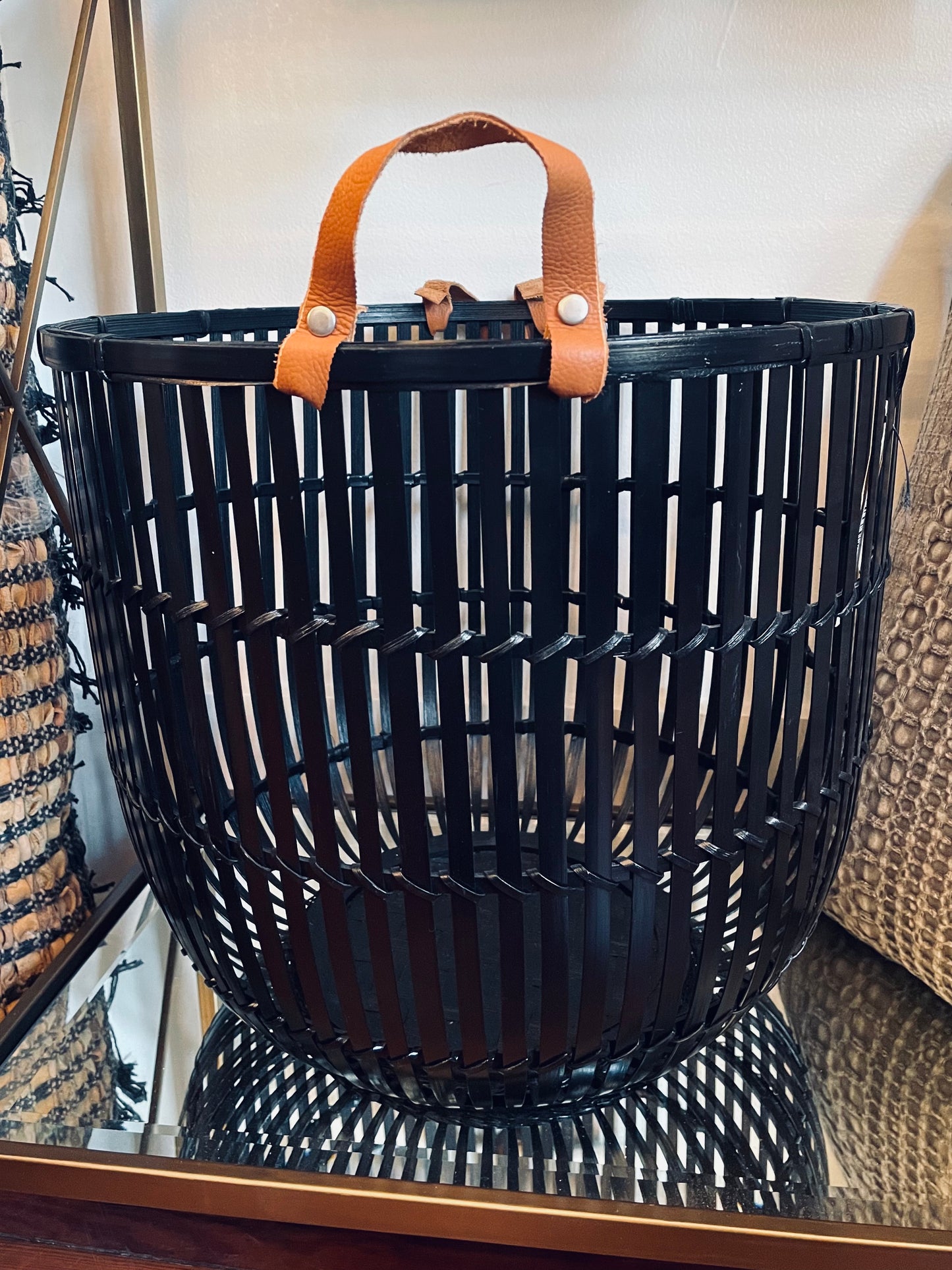 Bamboo/Leather Basket
